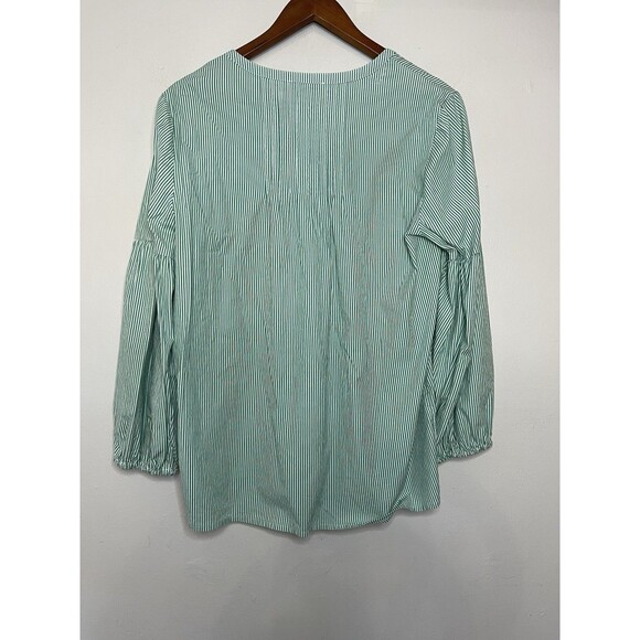Vineyard Vines womens medium green white striped long sleeve top blouse - Picture 7 of 7